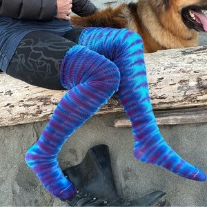 Tie Dye Thigh High Cotton Socks made in USA